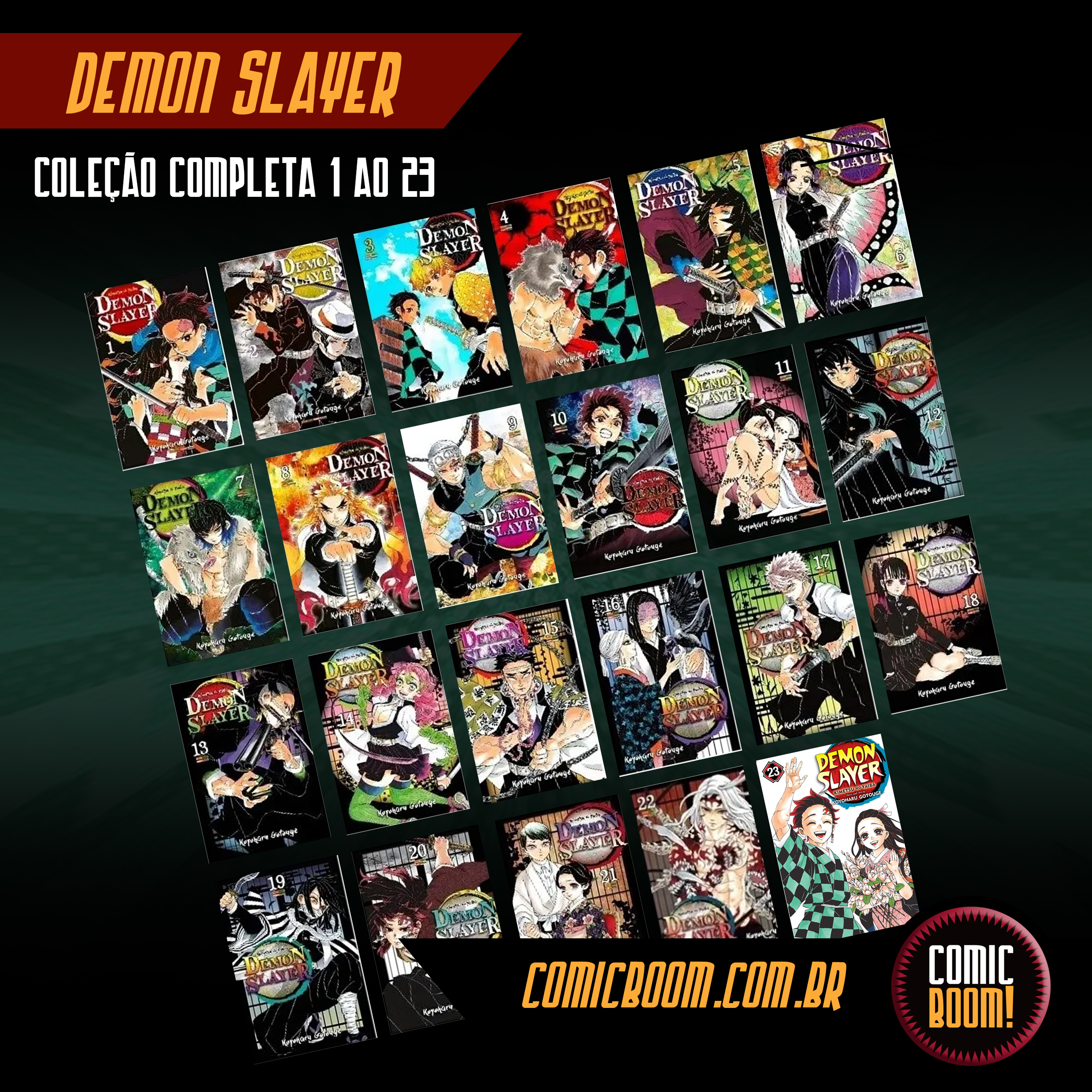 Demon Slayer Kimetsu No Yaiba Vol. 1 Ao 23 Coleção Completa